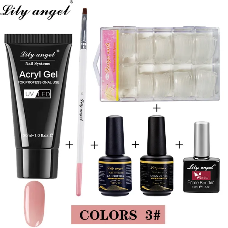 Set-3 Lily Angel 30g полимерный гель ружье гвоздя набора 6 Цвет УФ программы повышения простой быстро прочное UV лампа длительного действия с украшением в виде кристаллов гель - Цвет: Set-3