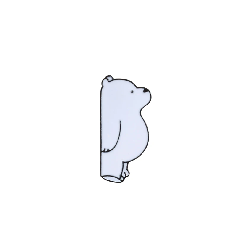 bear Симпатичный значок, броши в виде животных, эмалированные булавки, панда, медведь, альпака, кот, Забавный кактус, для мужчин и женщин, нагрудная застежка, ювелирное изделие, лучшие подарки - Окраска металла: bear