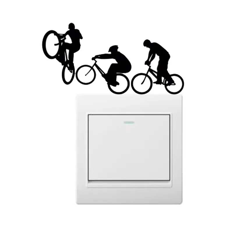 Велосипед мультфильм виниловый выключатель света стикер модные настенные