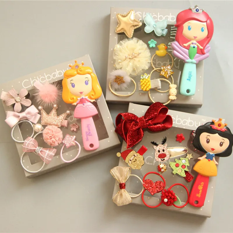 Baby Headband Set Girls Comb Hair Ties Princess Accessories For Birthday Present Gift Toddler Girl Headwear | Детская одежда и