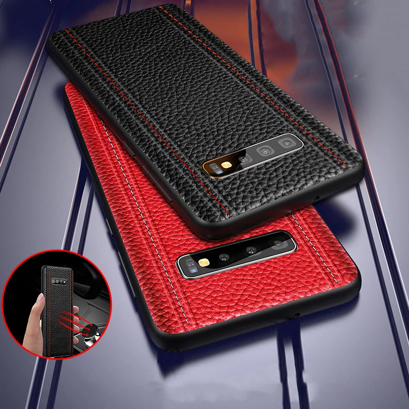 Роскошный чехол из натуральной кожи для samsung S10 PLUS S10 S10E S10Lite, полностью защитный чехол из воловьей кожи, адсорбционный магнит