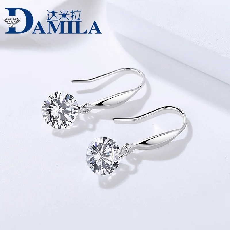 

High quality 925 sterling silver crystal earrings with Cubic Zironia stone Trendy round earrings for women jewelry silver S925