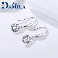 high quality 925 sterling silver crystal earrings with cubic zironia stone trendy round earrings for women jewelry silver s925