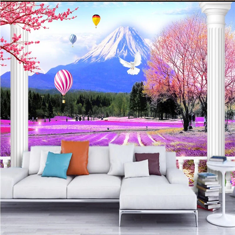 Beibehang романтическое Лавандовое крепление Fuji 3D TV фон на заказ большие Свежие