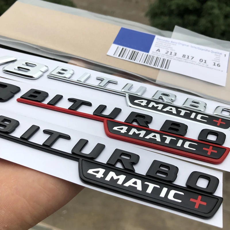 Глянцевый черный V8 BITRUBO 4matic + буквы эмблема на КРЫЛО боковой двойной турбо логотип