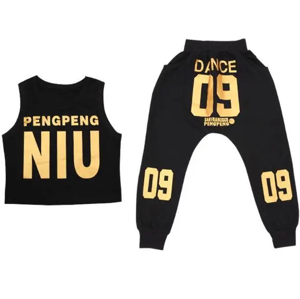 Kid's Casual Sets Fashion Summer Children Clothes Hip Hop Dance Set Costume Girls Wear 2 Pieces Suit Boys Harem Pants | Детская