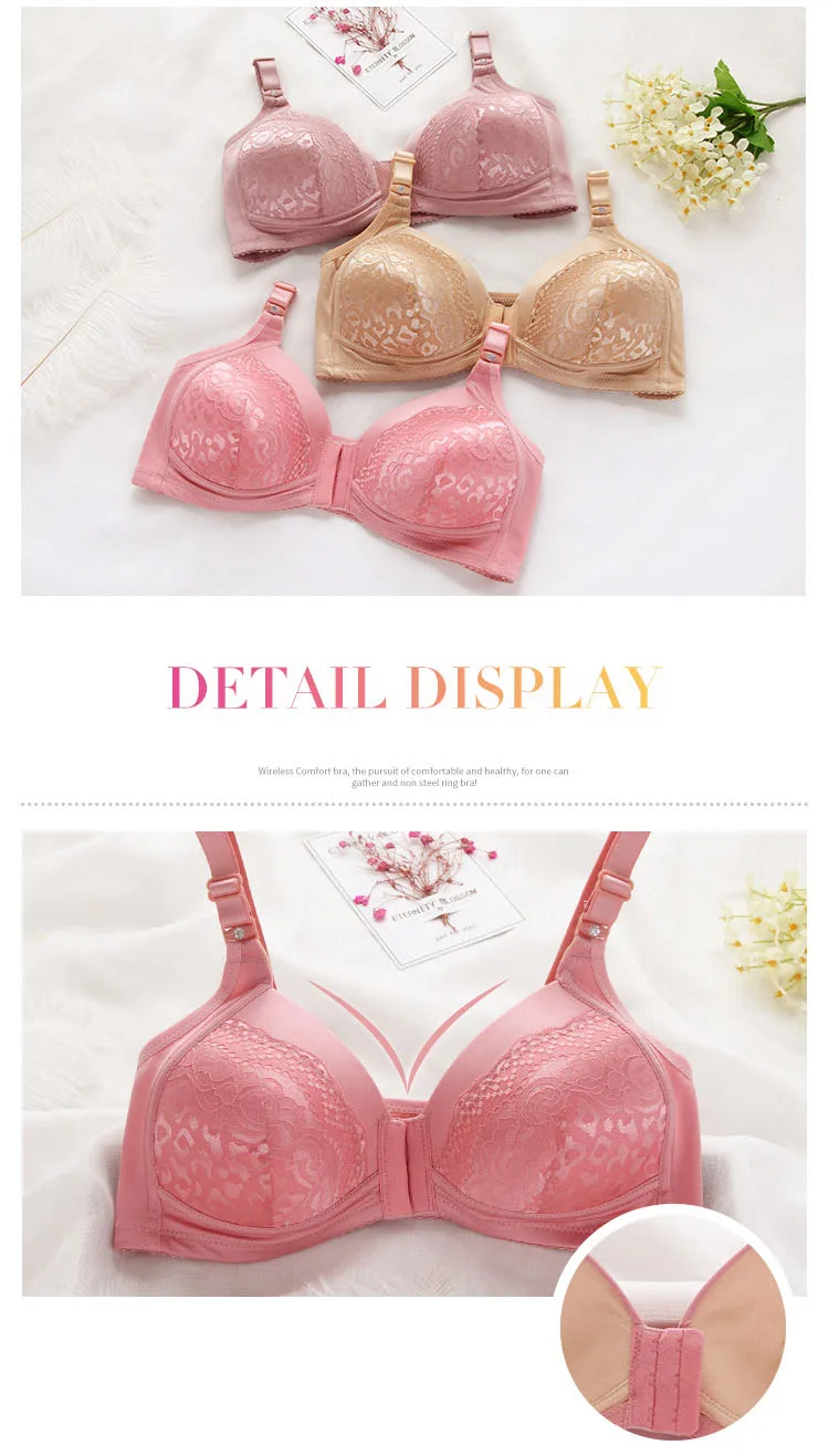 Пикантные гладкая кольцо кружевное нижнее белье застежка спереди бюстгальтер