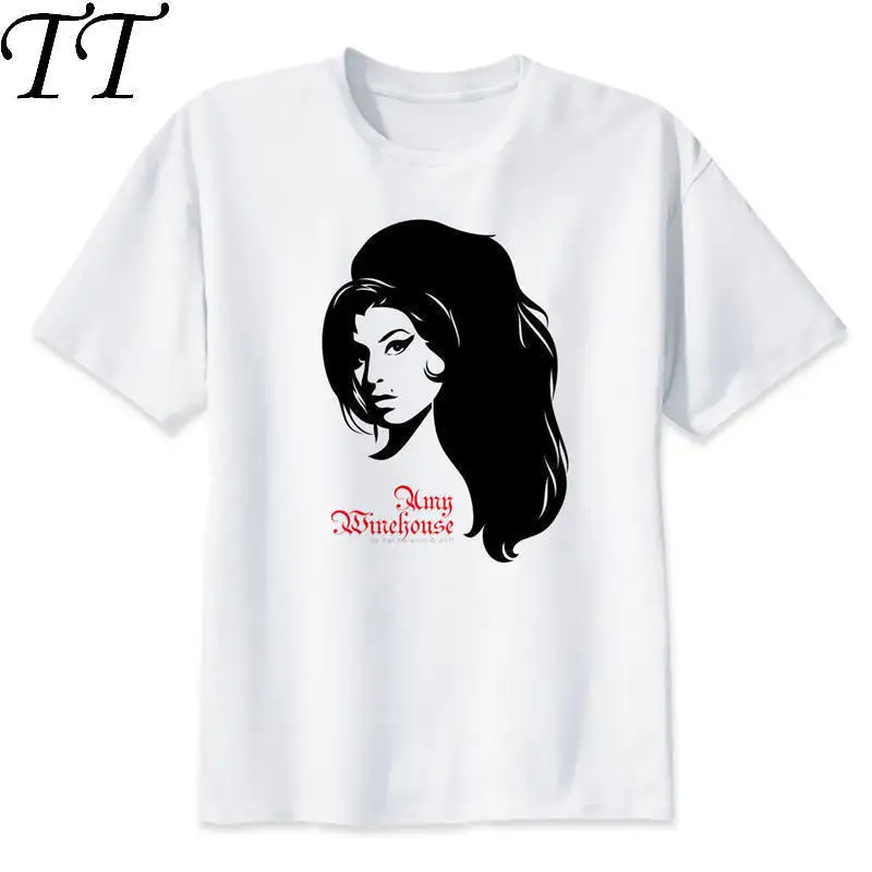 Футболка amy winehouse Мужская летняя футболка с принтом белого цвета модные топы