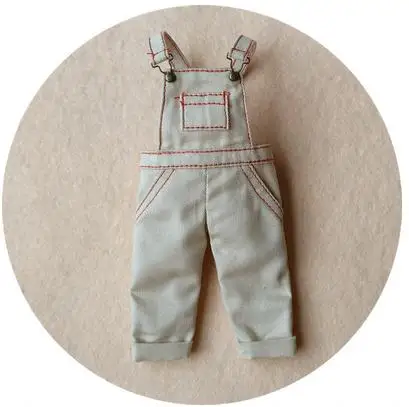 1pcs overalls 1 шт. футболка/укороченные комбинезоны для Blyth, Azone, ob24, ob27, Licca, Barbies, Momoko, 1/6 BJD куклы нагрудник брюки одежда аксессуары - Цвет: 1pcs overalls