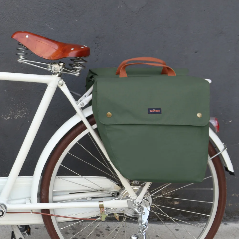 Tourbon винтажное Велосипедное заднее сиденье Pannier велосипедная задняя стойка багажник для велосипеда багаж две сумки для хранения 23л водоотталкивающий воск холст