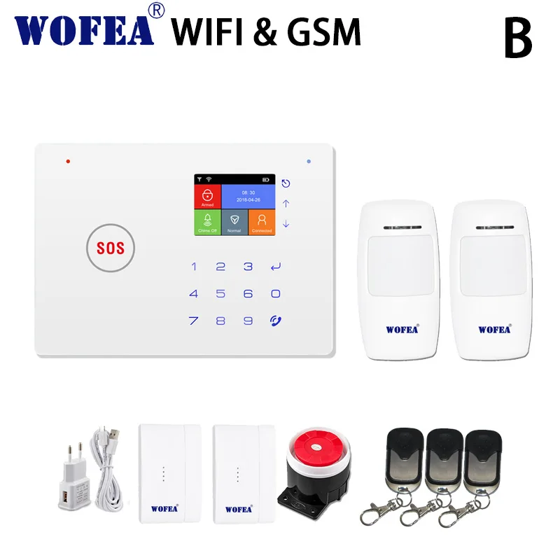 2,4G умный дом безопасности wifi gsm сигнализация Android/IOS приложение сенсорная клавиатура голосовые подсказки SMS и автоматический набор - Цвет: B