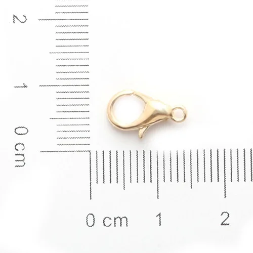 K Gold 12MM Пистолет металл/латунь/родий/серебро/золото из нержавеющей стали в виде лобстера застежка крючки для DIY ожерелье и изделия в виде ювелирных браслетов - Цвет: K Gold 12MM