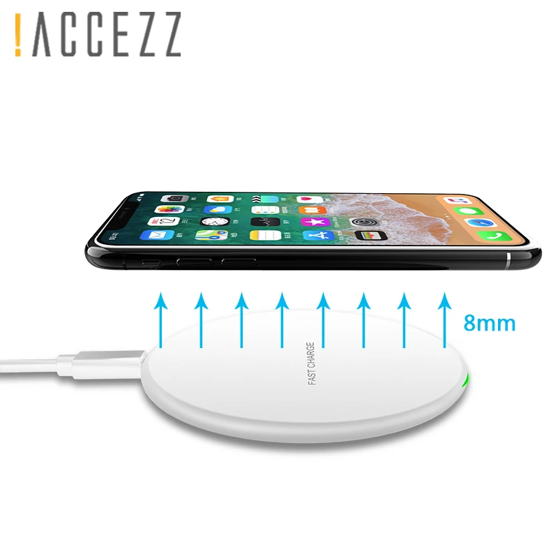 ! ACCEZZ светодиодный 7 5 Вт быстрая Qi Беспроводная зарядка для iPhone X 8 Plus 10 samsung Galaxy S8 S9