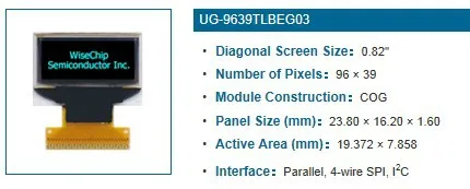 

0.82 inch white, blue OLED cold screen 96 * 39 dot matrix 28PIN DRIVE IC SSD1306