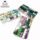 3 коробки, Детские Прорезыватели для зубов, яркие цвета, Силиконовый Набор для прорезывания зубов, геометрические шестиугольные силиконовые бусины для вязания крючком, Прорезыватель зубов сделай сам для кормления