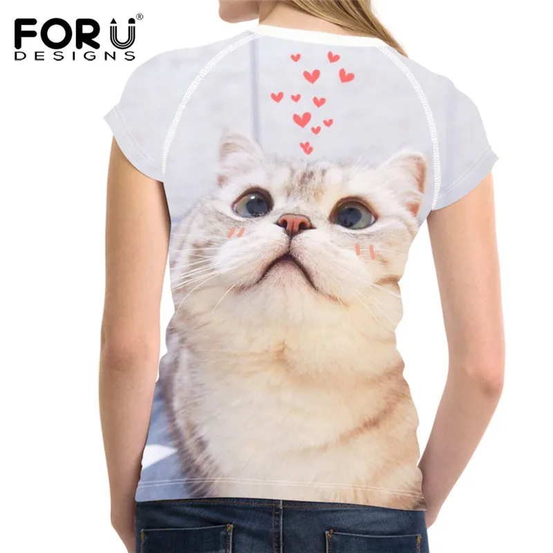 

FORUDESIGNS Lovely Ragdoll Cat Print Breathable Female Tops Shirt 2018 Summer Fitness Clothing Shirts for Girls Ladies Tee Shirt