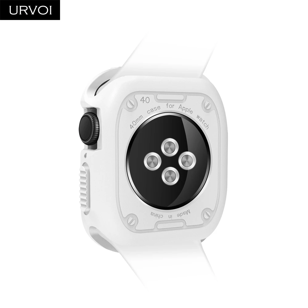 URVOI рамка для apple watch 4 5 чехол TPU чехол для iwatch анти-Шокированный протектор жесткий Броня Жесткий чехол ремешок 40 44 мм белый черный