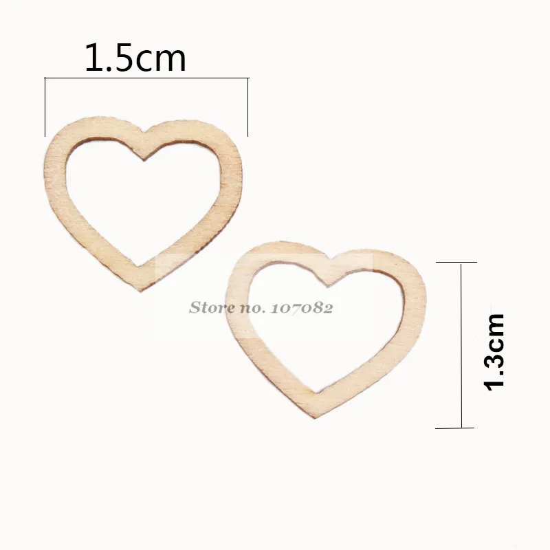 100pcs 15x13 мм из натурального дерева с вырезами полые сердца Таблица Конфетти украшения на год свадебные ремесла для ношения с обувью, Скрапбукинг
