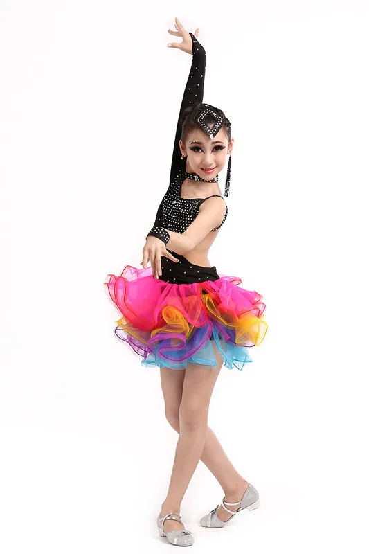 2017 одежда для бальных танцев девочек детское платье латинских соревнований юбки