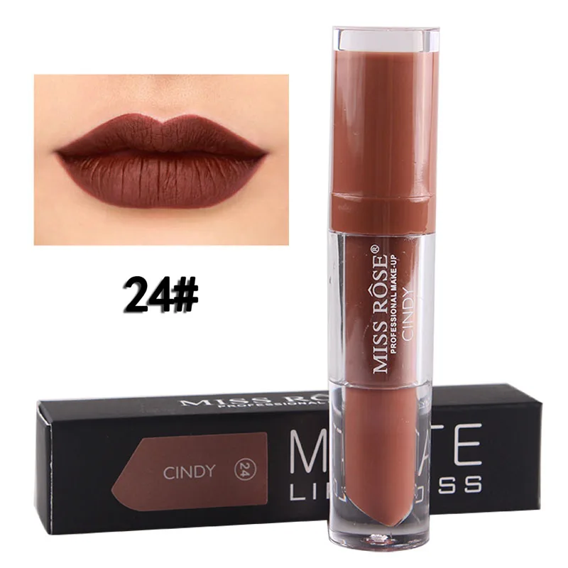 24 Miss Rose, водостойкий блеск для губ, матовый цвет, косметика, стойкий пигмент, бархат, Матовый Металлик, телесный, губная помада, Жидкий Макияж - Цвет: 24