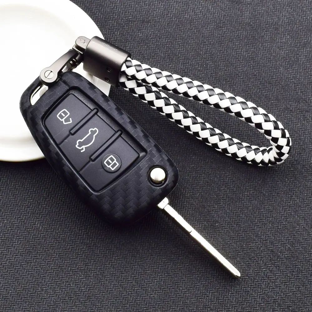 Чехол для автомобильных ключей ATOBABI брелок из углеродного волокна с узором Audi S Line
