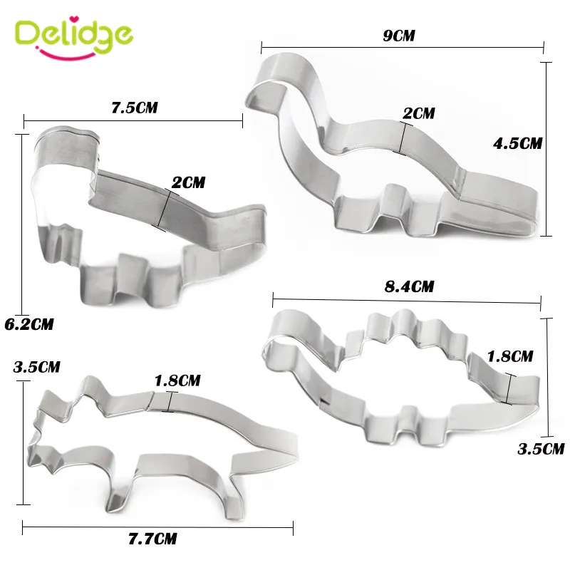 Delidge 4 шт./компл. форма для выпечки печенья в виде динозавра 3D бисквит Фондант