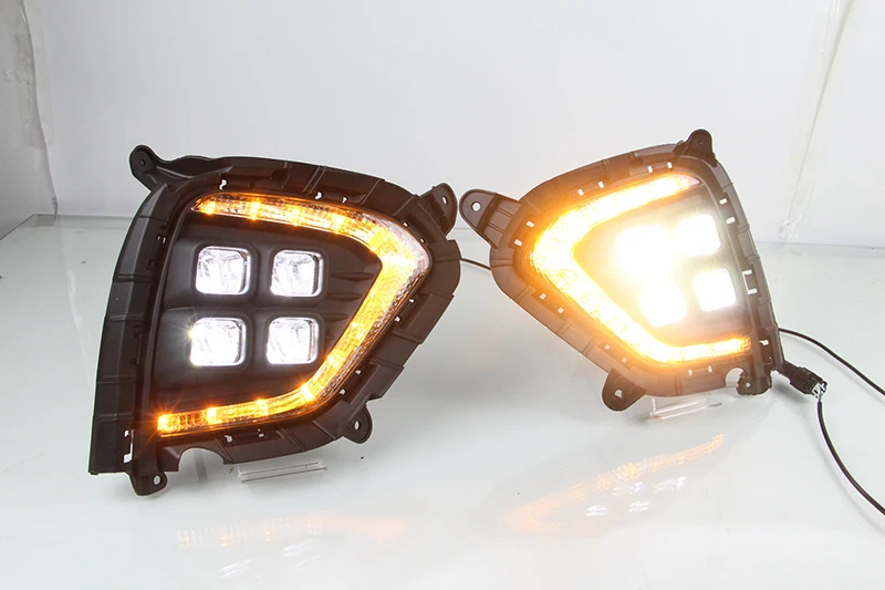 2 шт. DRL для hyundai Creta IX25 Светодиодный дневной ходовой светильник, противотуманная фара с желтым указателем поворота