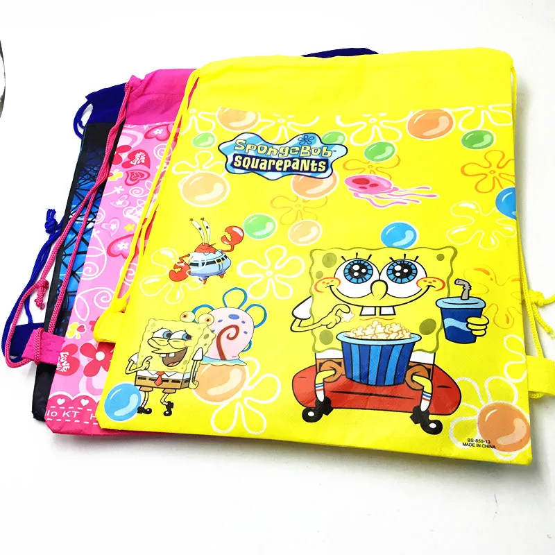 12 шт. сумки на шнурке с изображением Губки Боба товары для дня рождения вечеринки
