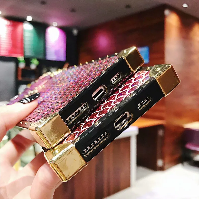 Ourdeals стильный квадратный цветной рыбный чешуи чехол для телефона iphone XS MAX XR X 8 7 6 6s