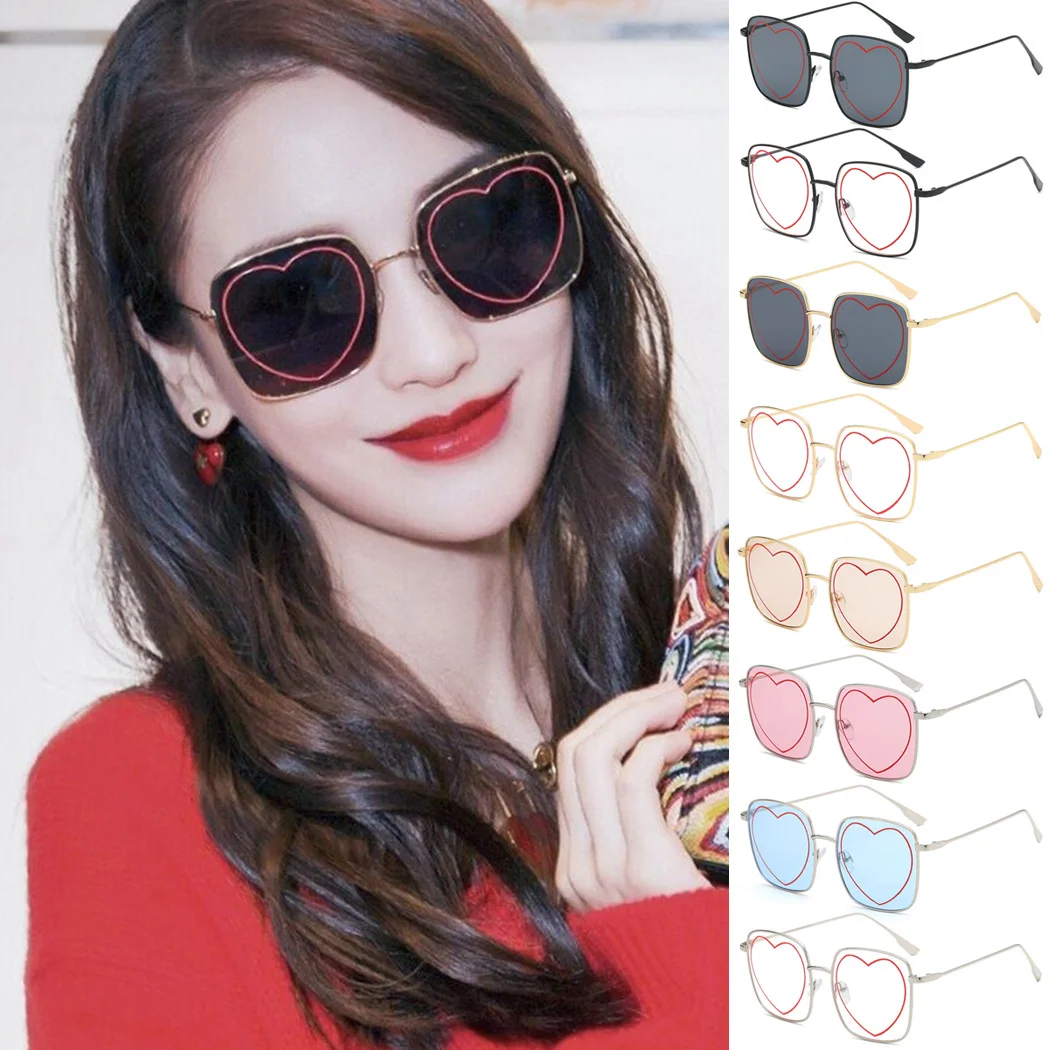 2019 Fashion Love Heart Sunglasses Women Men Cute Sexy Retro Cat Eye Vintage Square Sun Glasses UV400 | Аксессуары для одежды