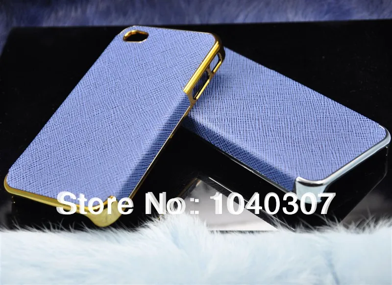 Luxury Gold/Silver Chrome Leather Case For iPhone 4 4S 4G Back Cover with PU Skin Electroplating process case Free Shipping |