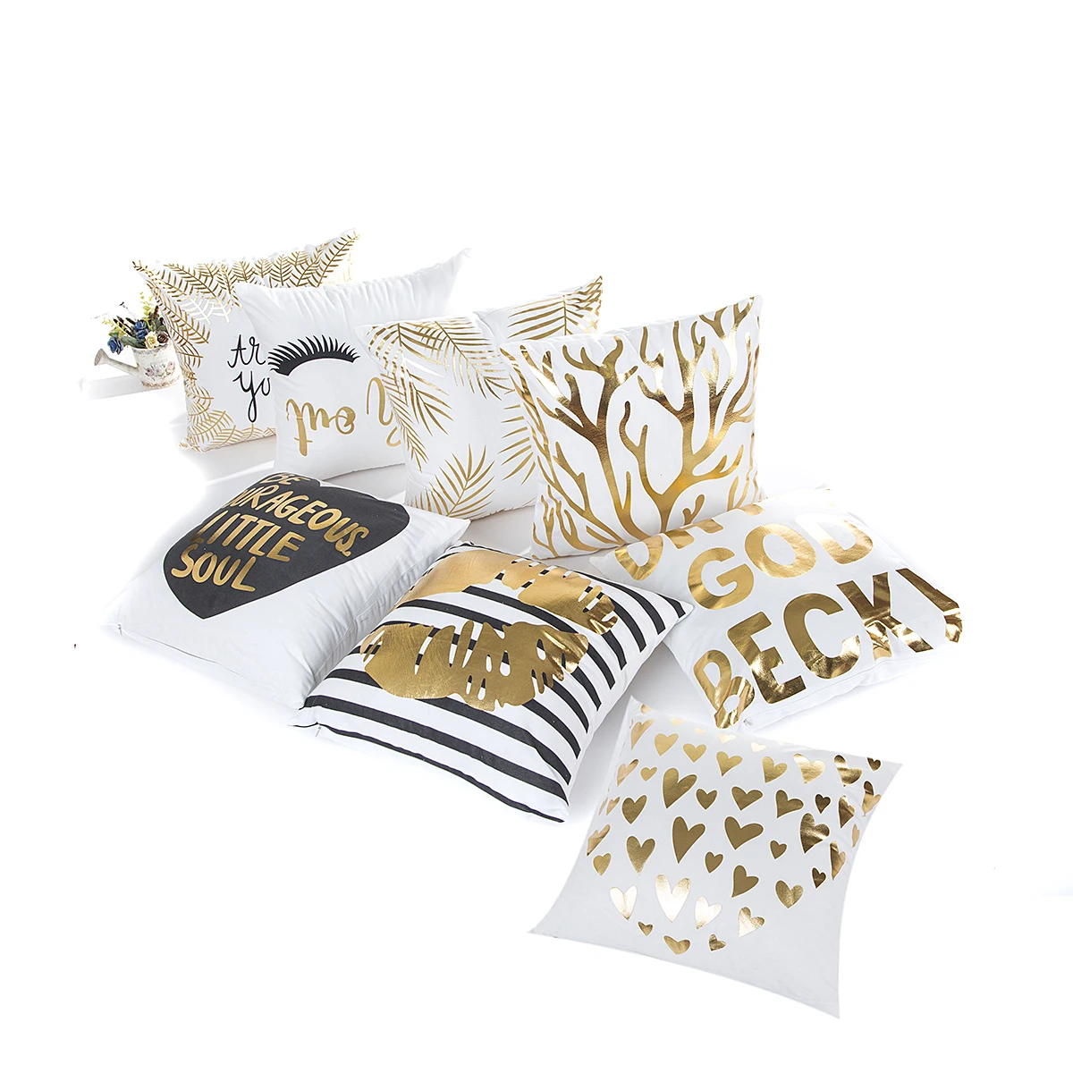 Fuwatacchi черный золотой фольгированный чехол для подушки с надписью олень