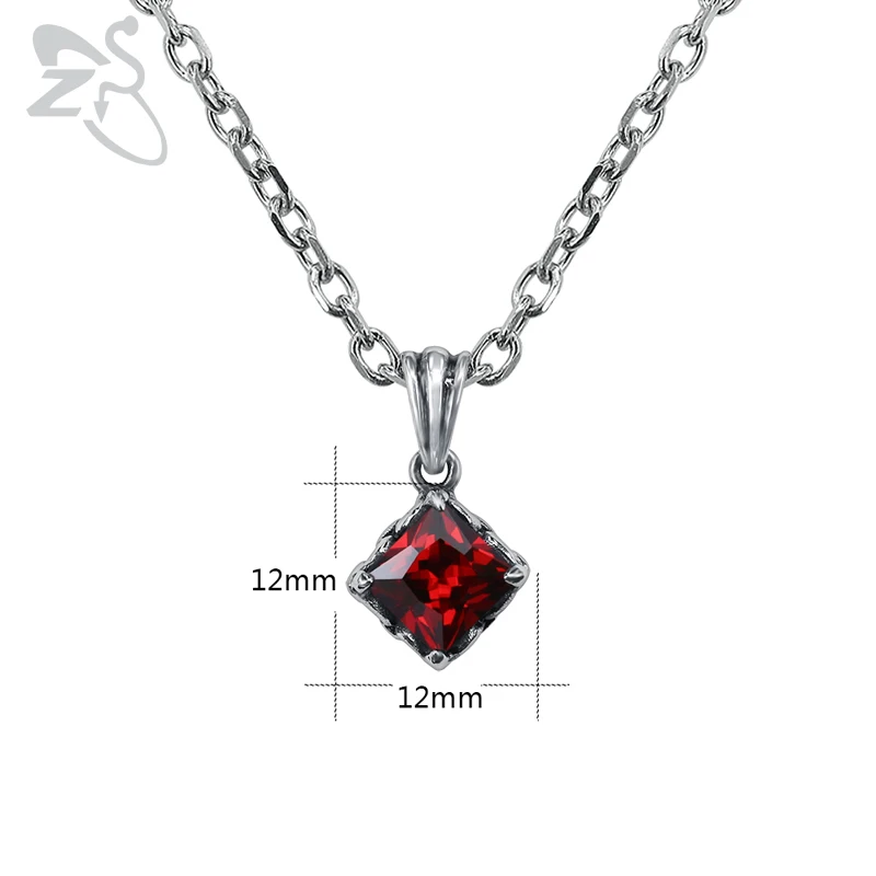 Мужское ожерелье с квадратным цирконием ZS панк красного и черного цвета