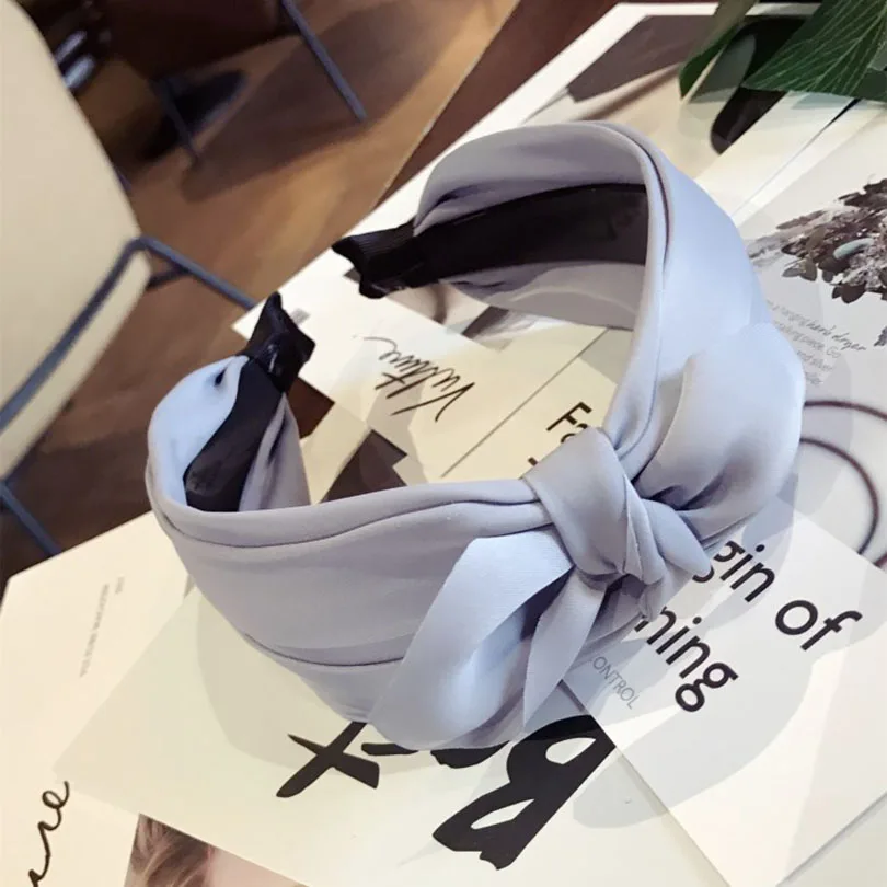 4 Haimeikang Rabbit Ear Cross Headband For Lady Double Hair Bow Hairband Girl Top Knot Turban Fabric Wide Hair Hoop - Цвет: 4