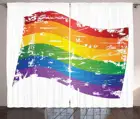 Винтажные радужные шторы в стиле гранж, гей-флаг гордости, ЛГБТ-сообществ, тематические антикварные радужные полосы, оконные занавески для гостиной