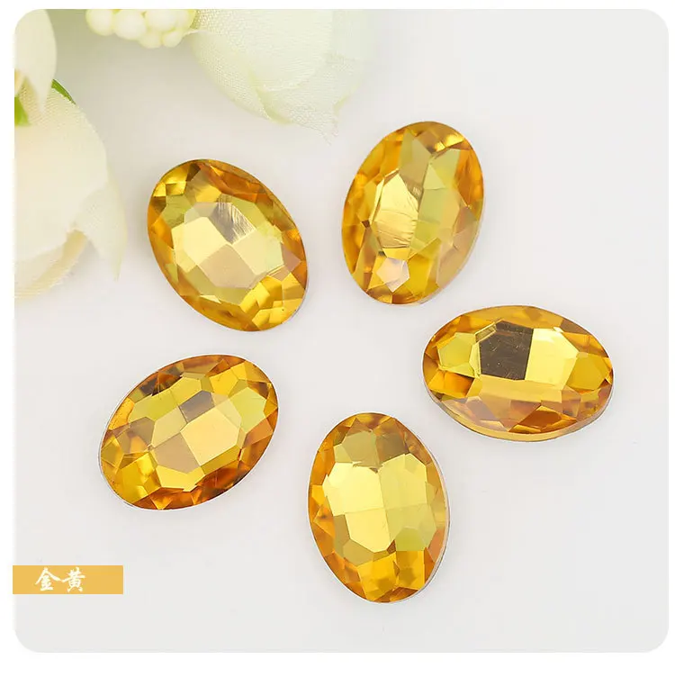 Golden yellow oval shape Pointback glass crystal rhinestones DIY Watch and Wedding dress/nai art High grade jewelry accessories | Дом и сад