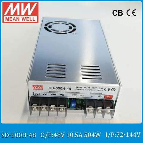 Оригинальный оболоченный преобразователь MEAN WELL SD-500H-48 48 В, вход 72 ~ 500 В постоянного тока до 48 В, Вт, а, преобразователь постоянного тока meanwell, широкий вход 2:1