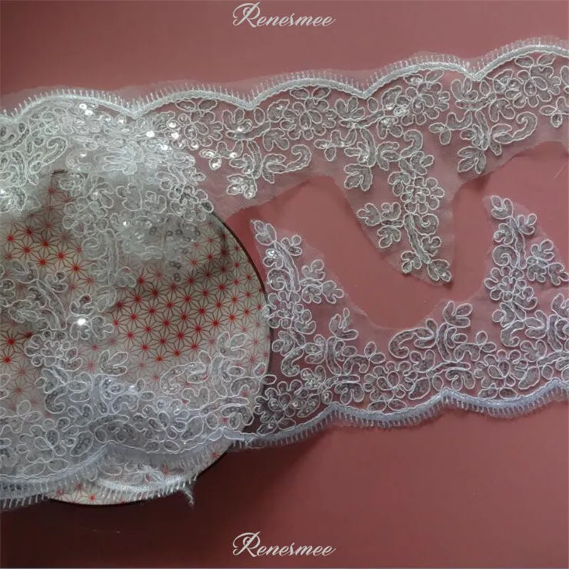 Нежный 1 м белый/цвет слоновой кости блестки ткань цветок Венецианская магнитная