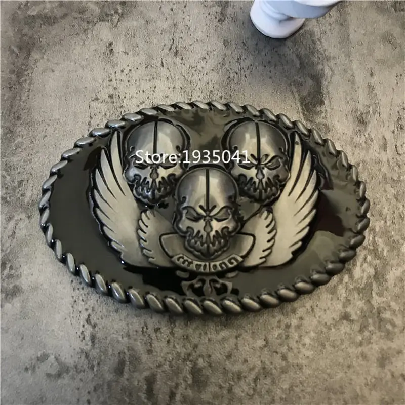 

Exquisite Silver Skull Wing Metal Belt Buckle Cowboy Buckles Fit 4cm Wide Belt Man,women Clothes Pants Accessories