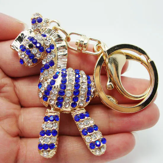 

Brand Design Red Zebra Key Chain Ring Charm Made with Elements Crystal Gold Tone Horse Animal Jewelry Accessories