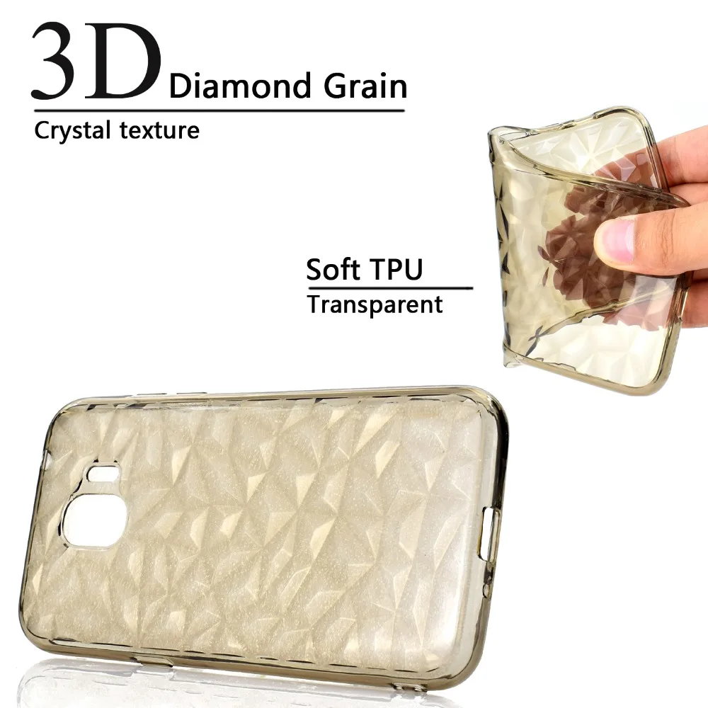 For Samsung J2pro 2018 case 3D Diamond pattern soft TPU silicone Transparent for J2 pro shockproof shell back cover |