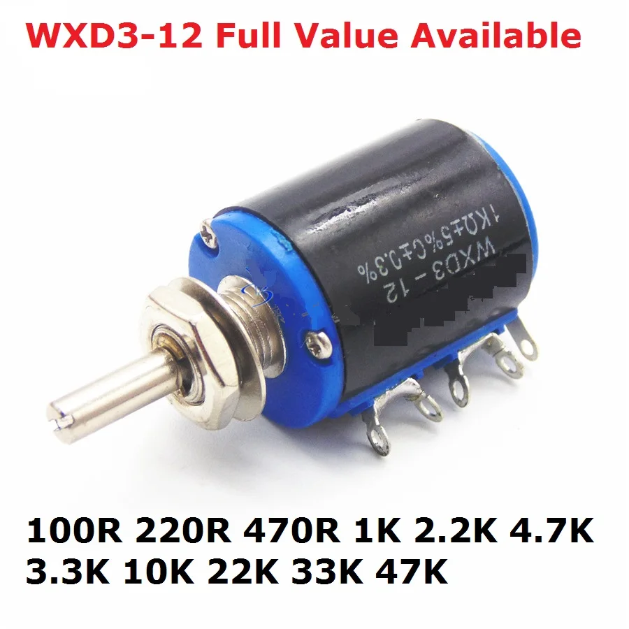 Прецизионный многоповоротный потенциометр WXD3-12 2 шт. 1K K 3 10K 4 7 33K 100R 220R 47K 22K 470R Ohm |