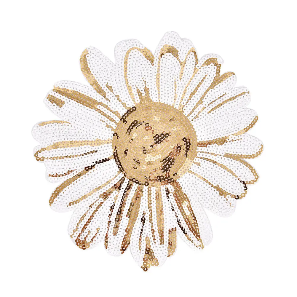 1 шт. Блестки цветок Маргаритка термоклейкая нашивка на вышитая аппликация