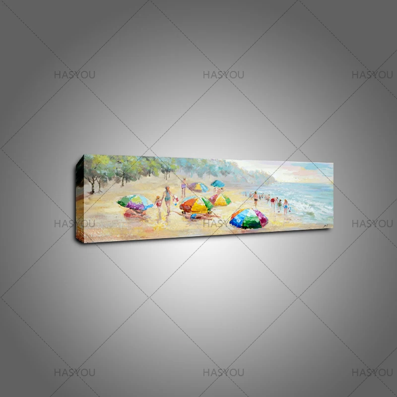 HASYOU художественный нож картина маслом Современный пляж и лодка украшение дома на