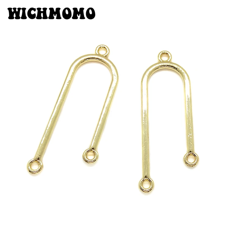 

2021 New 41*14mm 6pieces/bag Zinc Alloy Gold U Shape Porous Connector Charms Linker for DIY Necklace Earring Jewelry Accessories