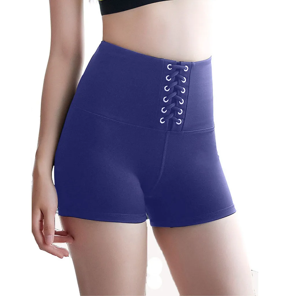 Женские шорты с высокой талией Летние однотонные брюки для йоги летние| |