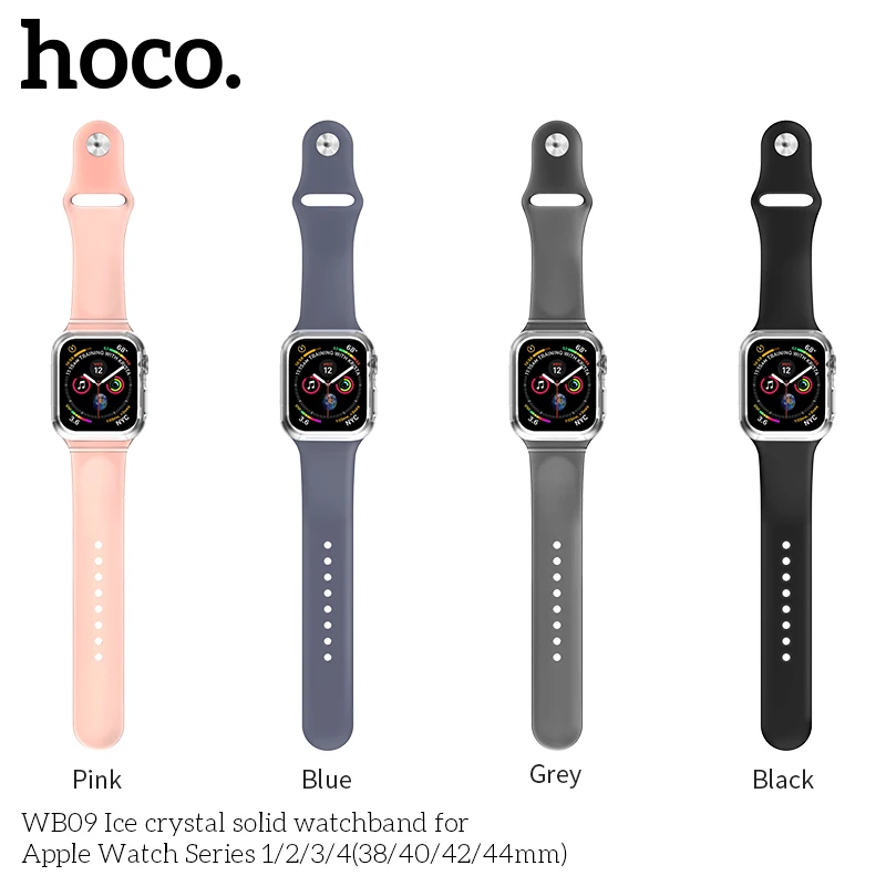Прозрачный силиконовый ремешок для Apple Watch band 44 мм 42 iWatch 4 40 38 с ТПУ чехол