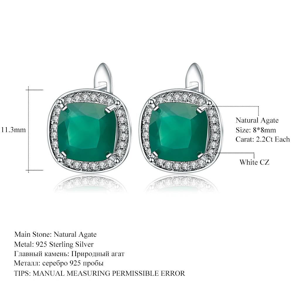 Gem's Ballet 2.2ct зеленый агат, клипсы, серьги, серебро 925 пробы, Ретро стиль, для женщин, хорошее ювелирное изделие, аксессуары для свадьбы, помолвки