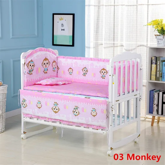 Monkey 90x50cm 5 шт./компл. мультфильм анимированные детская кроватка кровать бампер для новорожденных хлопковое комфортное нижнее белье, Детское покрывало для кровати детские моющиеся Постельное белье - Цвет: Monkey 90x50cm