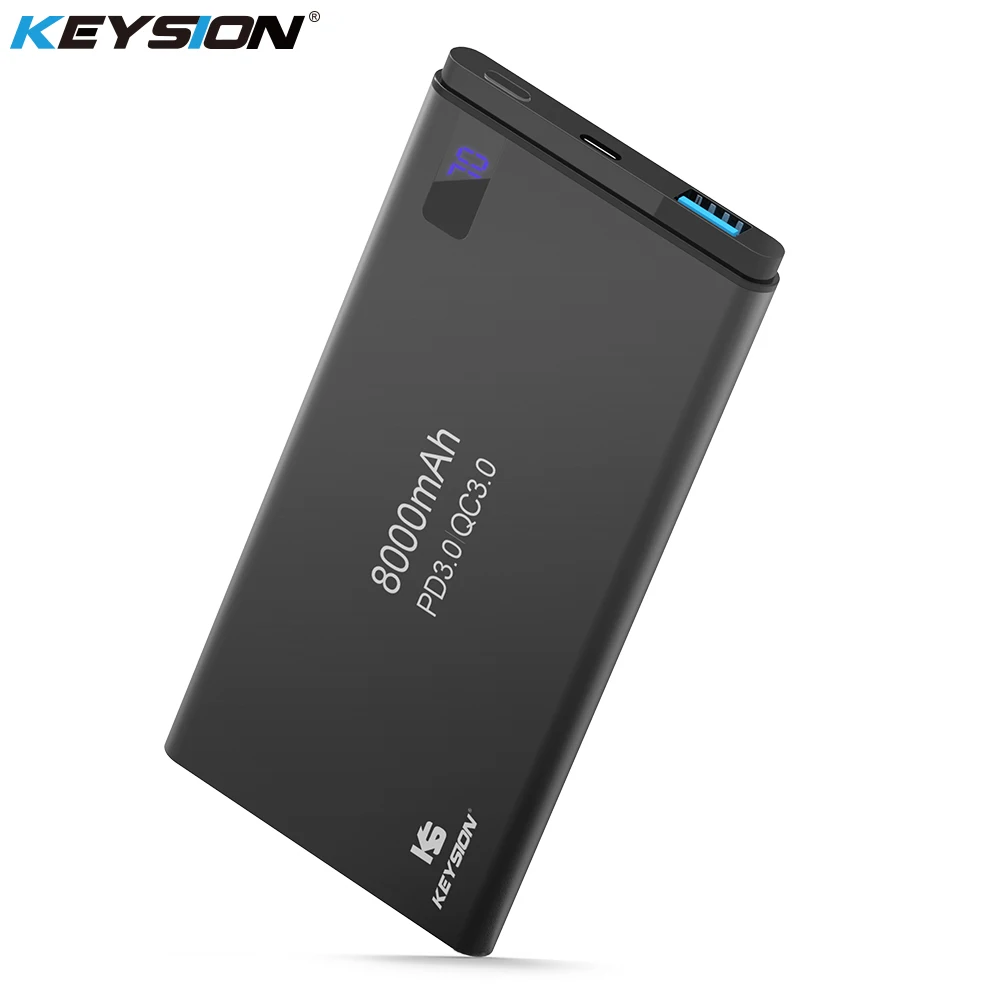 KEYSION портативное металлическое зарядное устройство 2 порта 8000 мАч QC 3 0 быстрая